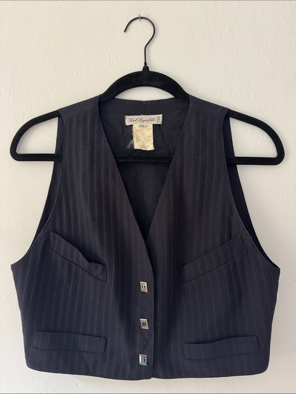 Vintage Karl Lagerfeld Pinstripe Wool Vest Top